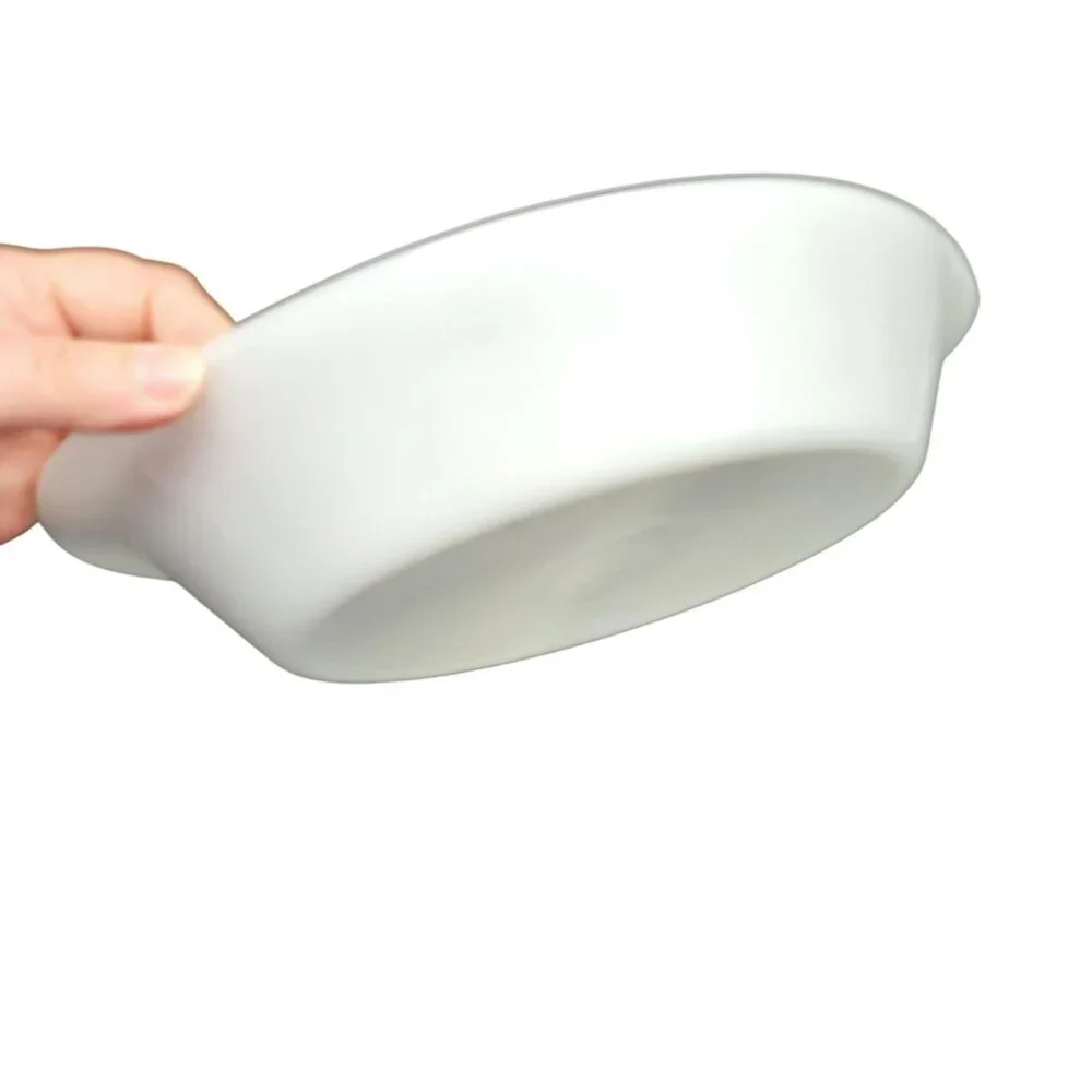 Vintage McKee Glasbake Divided Oval Milk Glass Casserole Dish Handles 2 Sides